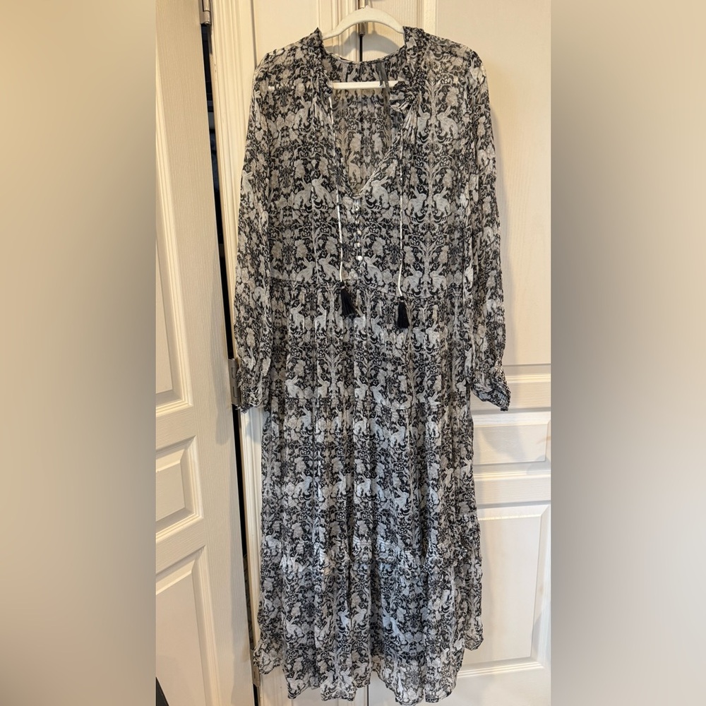 Anthropologie Black and White Long Sleeve Dress